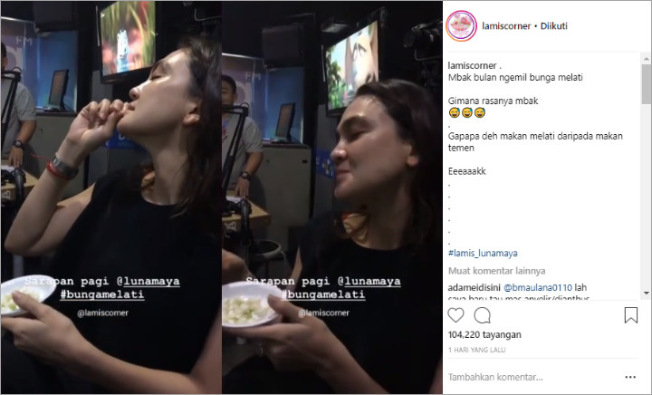 Asyik Makan Bunga Melati, Wajah Glowing Luna Maya Bikin Netter Terpesona