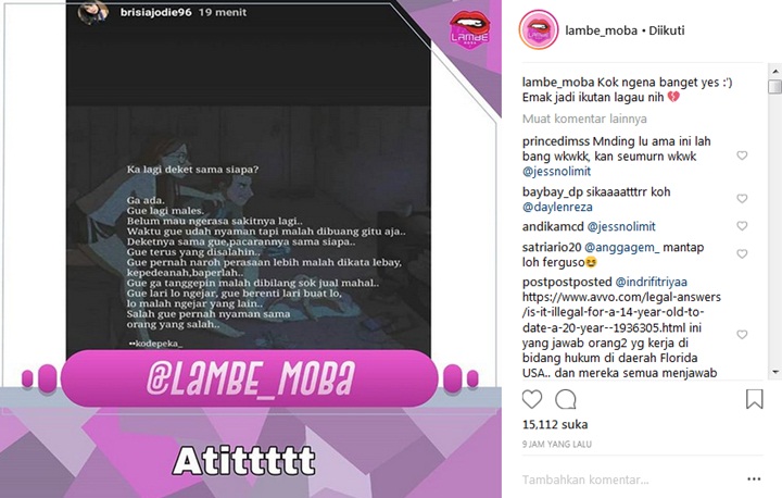 Brisia Jodie Curhat Galau