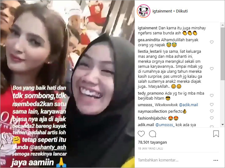 Pegawai Ashanty memuji kerendahan hatinya