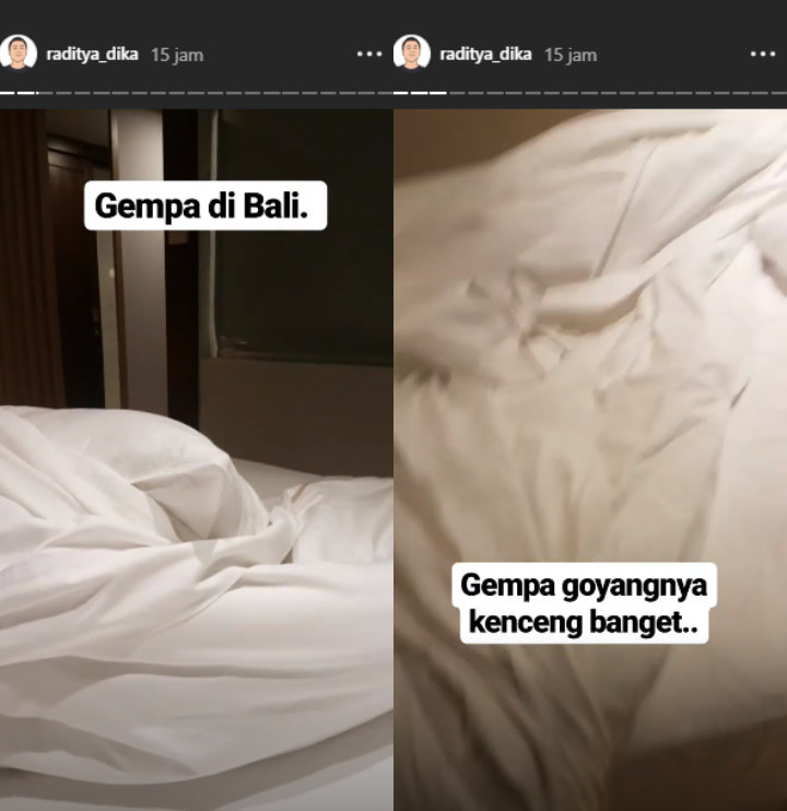 Raditya Dika merasakan goncangan gempa di Bali