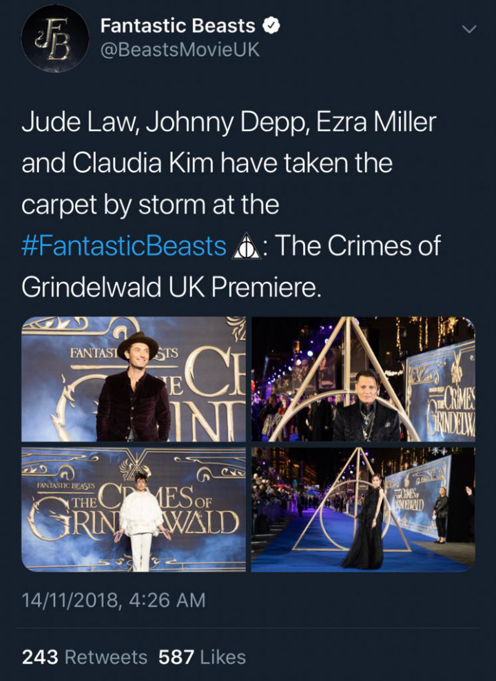akun twitter fantastic beasts salah pasang foto