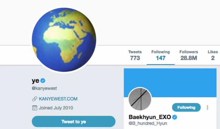 Baekhyun EXO Difollow Kanye West