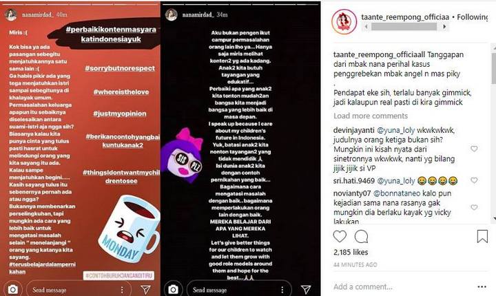 Komentar Nana Mirdad Soal Masalah Angel Lelga dan Vicky Prasetyo