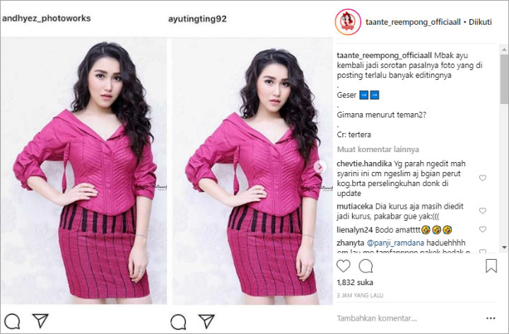 Ayu Ting Ting Terbukti Edit Pinggang di Foto Ini, Tanggapan Netter Tumben Adem