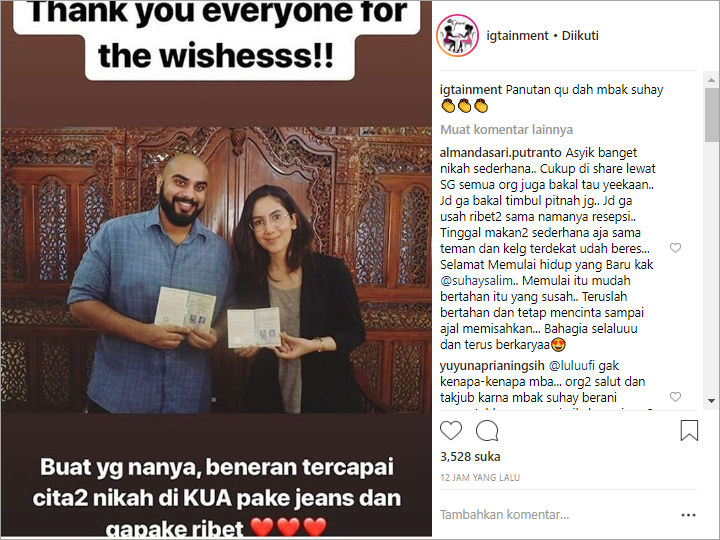 YouTuber Suhay Salim Nikah Sederhana di KUA, Netter Penasaran Soal Ini