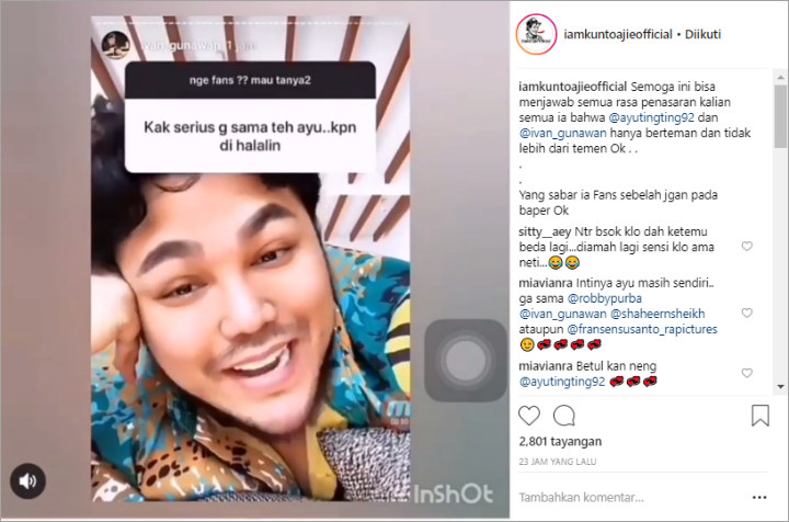 Ivan Gunawan Tegaskan Cuma Teman dengan Ayu Ting Ting, Fans Beri Imbauan Ini