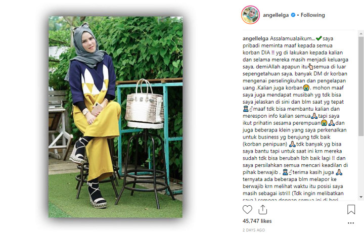 Angel Lelga Minta Maaf