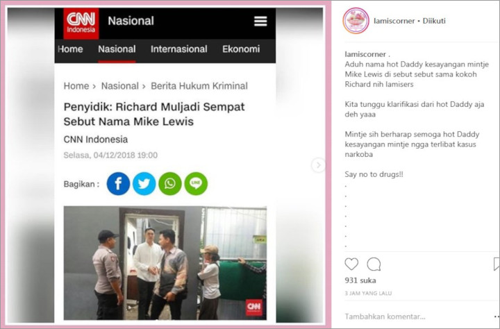 Bikin Heboh, Cucu Konglomerat Richard Muljadi Ngaku Dapat Narkoba dari Mike Lewis?