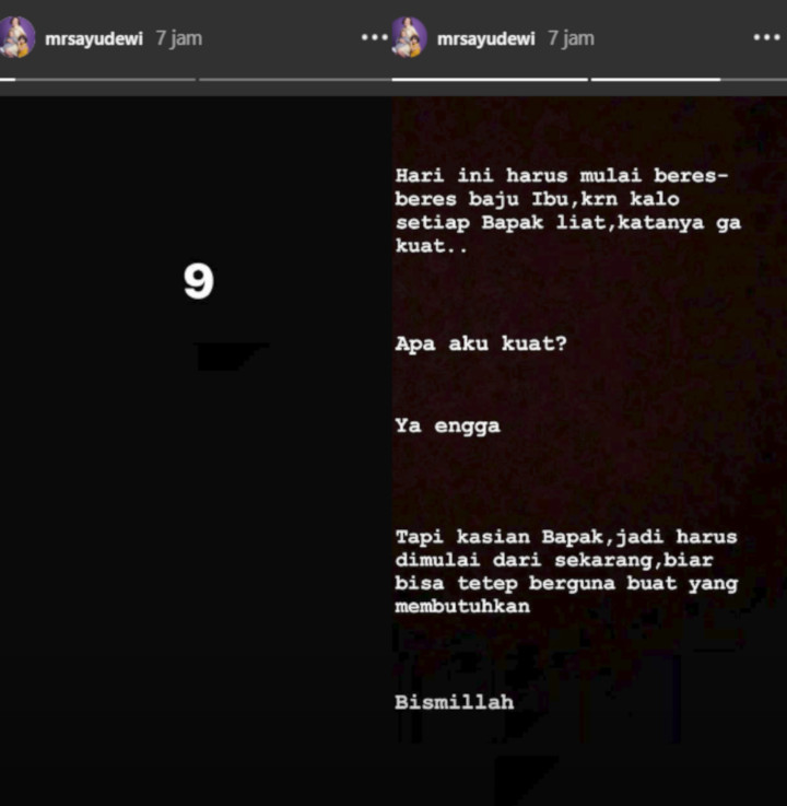 9 Hari Ditinggal Mendiang Sang Ibu, Ayu Dewi tak Kuat Lihat Baju Almarhumah