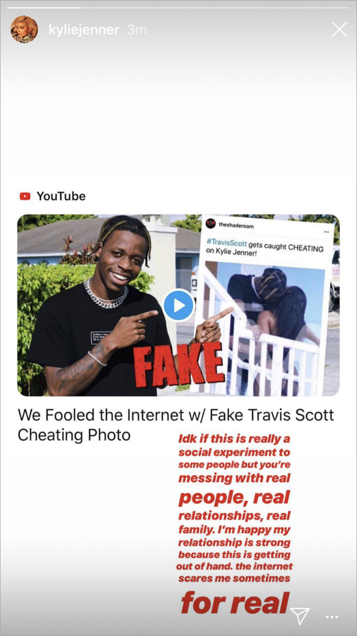 Kylie Jenner tanggapi prank perselingkuhan Travis