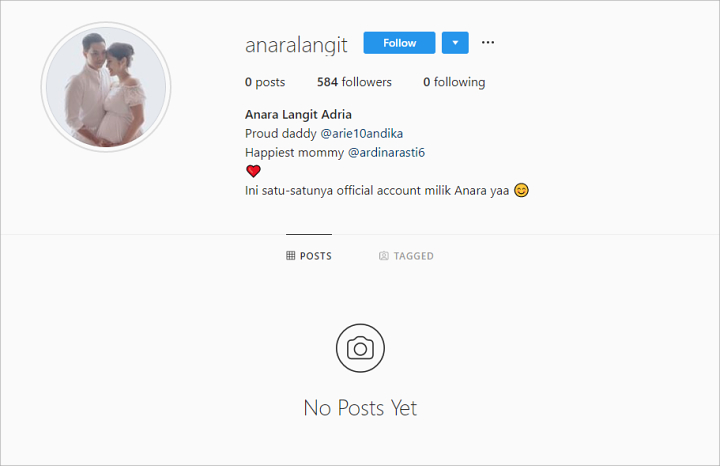Belum Ada Seminggu, Ardina Rasti Bikin Akun Instagram untuk Sang Buah Hati