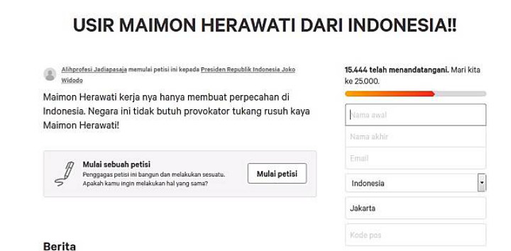 Maimon Mendapatkan Banyak Petisi Tandingan