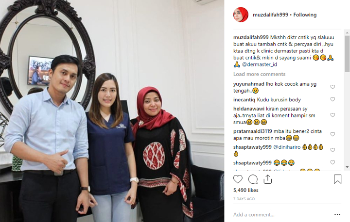 Muzdalifah Dibully ke Klinik Kecantikan
