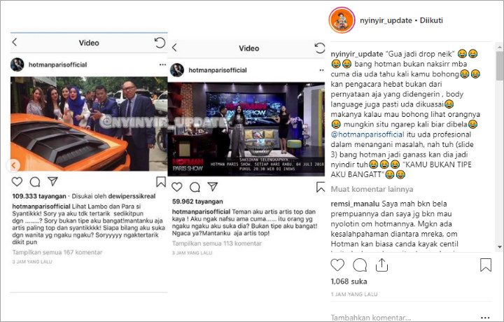 Hotman Paris Tak Level Dengan Hilda