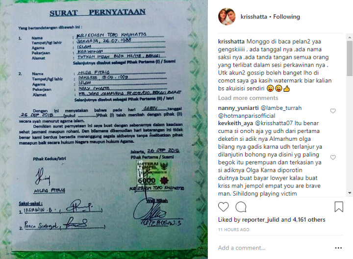 Foto Surat Bukti Tanda Tangan Hilda Vitria