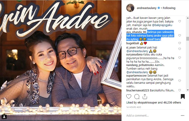 Andre Taulany Rayakan Anniversary Pernikahan, Sang Istri 