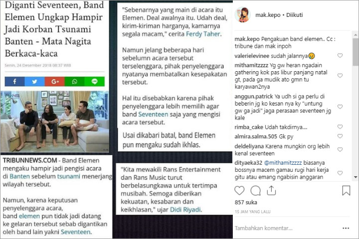 Band Element Cerita Nyaris Jadi Korban Tsunami Banten, Netter: Semuanya Sudah Diatur