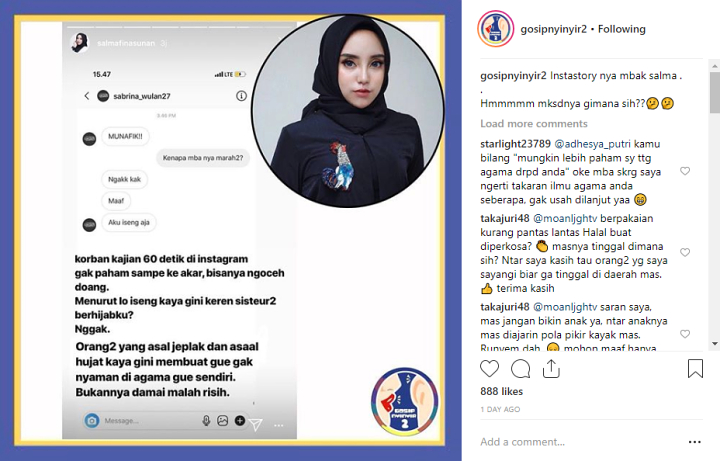 Salmafina Dihujat Ngaku Tak Nyaman Agamanya