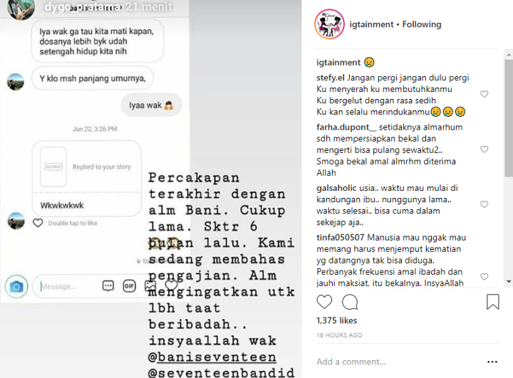 Dygo Drive Beber Percakapan Terakhir dengan Mendiang Bani Seventeen, Isinya Jadi Sorotan