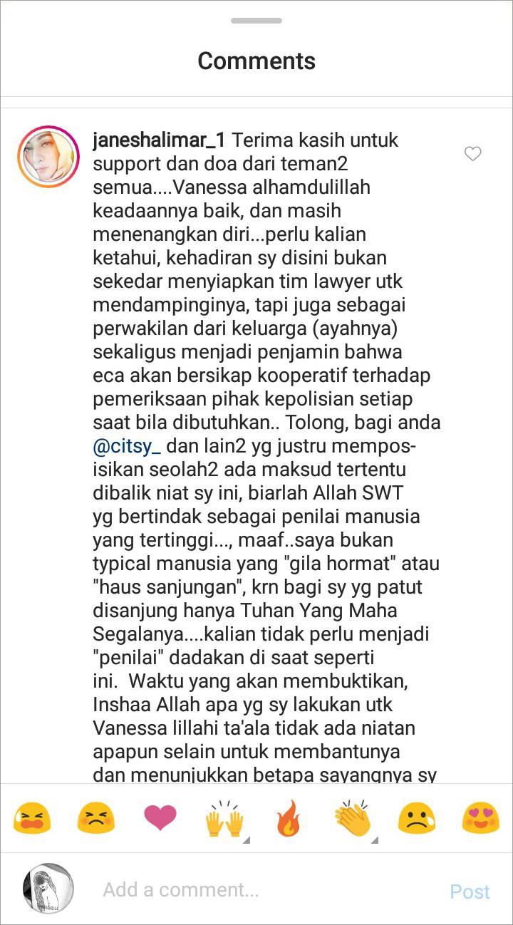 Dicibir Pencitraan Saat Dukung Vanessa Angel, Jane Shalimar Beri Penjelasan Panjang