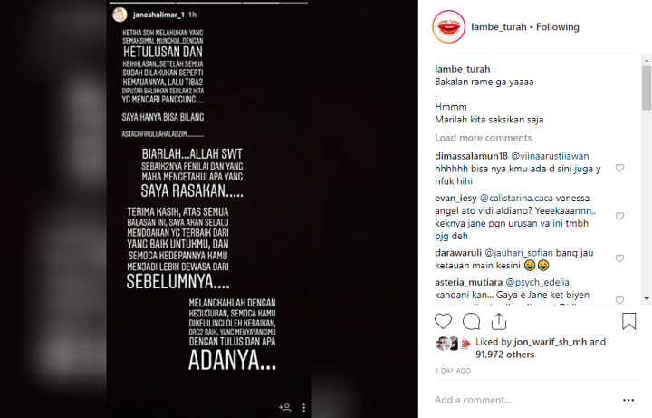 Jane Shalimar Kecewa Vanessa Angel