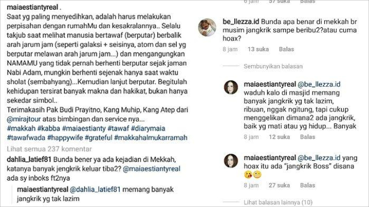 Komentar Dalam unggahan Maia Estianty
