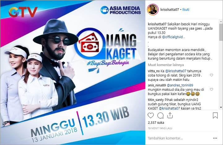 Program Acara Disindir Hilda Vitria Telah Dibungkus, Kriss Hatta \'Tampar\' Pakai Postingan Ini