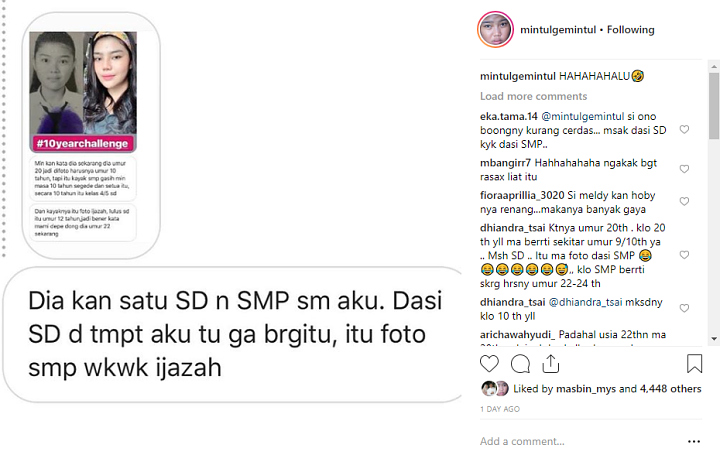 Meldi Keponakan Dewi Persik Ikut 10 Years Challenge