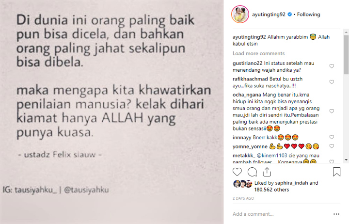 Reaksi Ayu Ting Ting