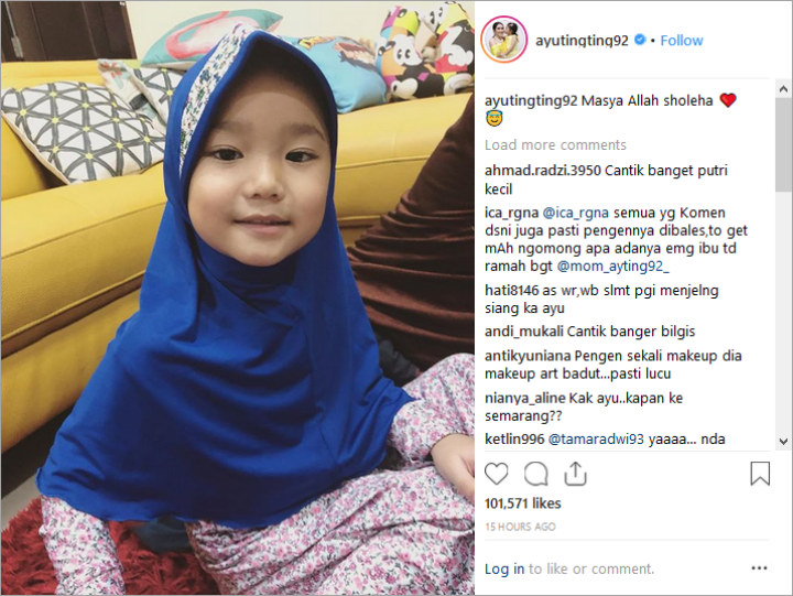 Unggah Foto Bilqis Berhijab, Ayu Ting Ting Malah Kena Sindir Diingatkan Untuk Ngaji