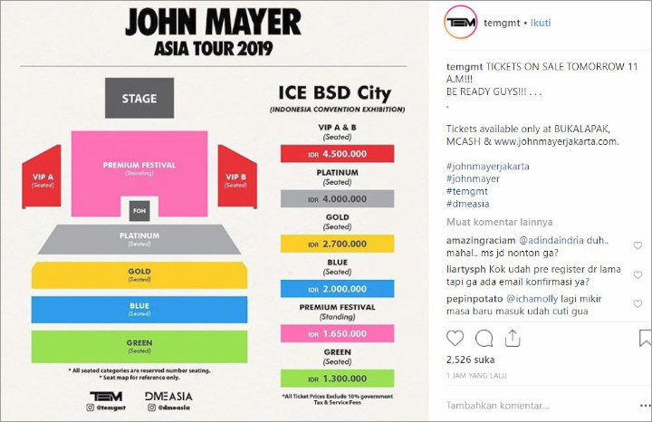 tiket konser john mayer
