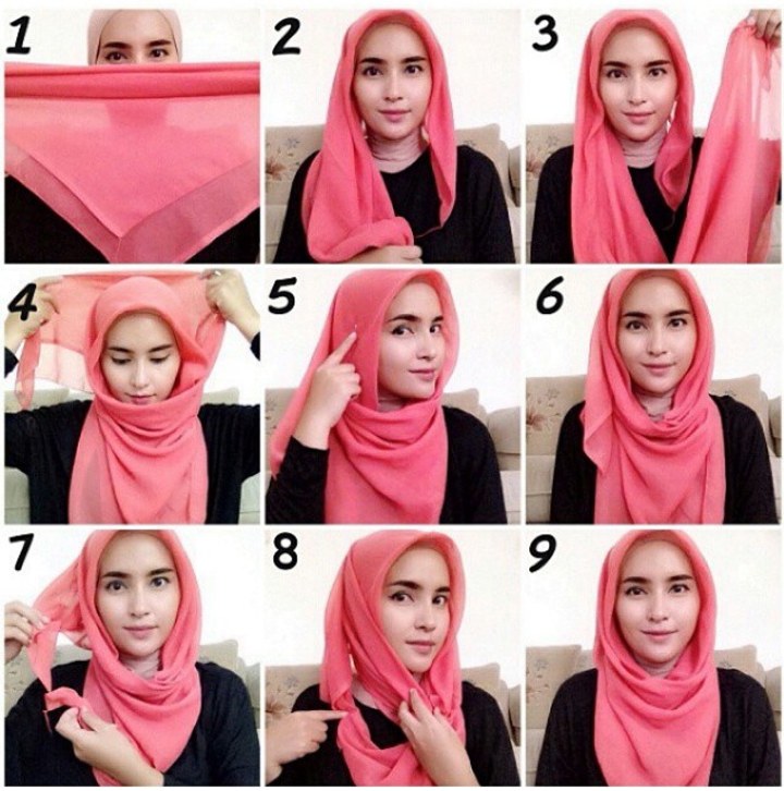 Tutorial Hijab Segiempat yang Mudah