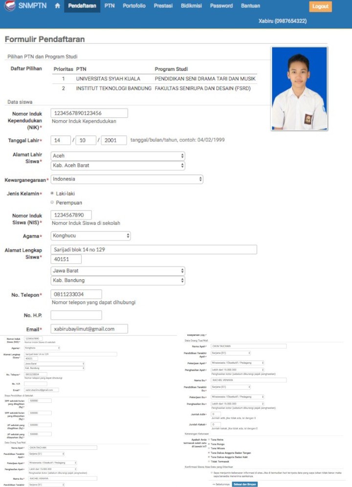 Isi Biodata dengan Benar