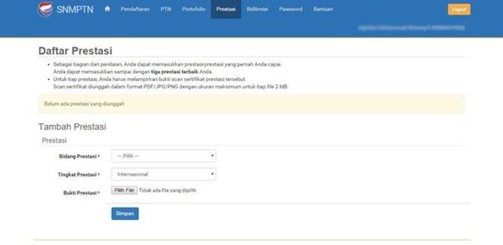Masukkan Daftar Prestasi untuk Tambahan Penilaian