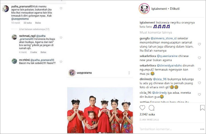 Keluarga Ussy Sulistiawaty Diprotes Saat Rayakan Imlek