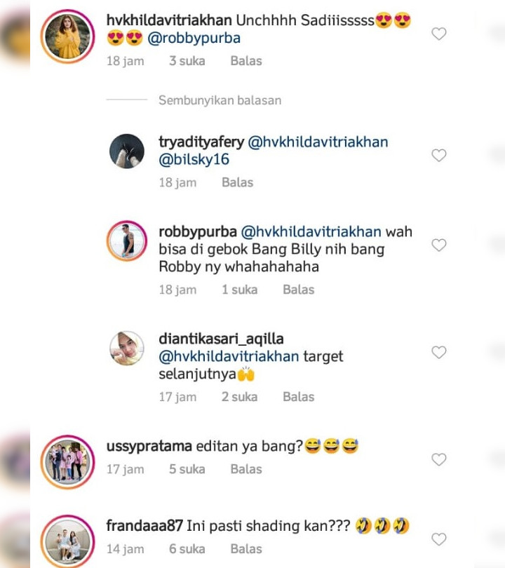 Komentar Hilda Vitria di unggahan Robby Purba