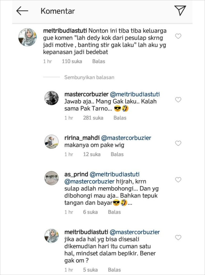 Komentar netter di Instagram Deddy