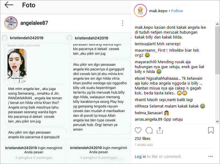 Angela Lee Dituding Jadi Perusak Hubungan Billy Syahputra dan Hilda Vitria