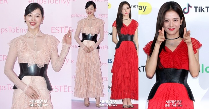 Sulli dan Jisoo Black Pink Pakai Dress Sama