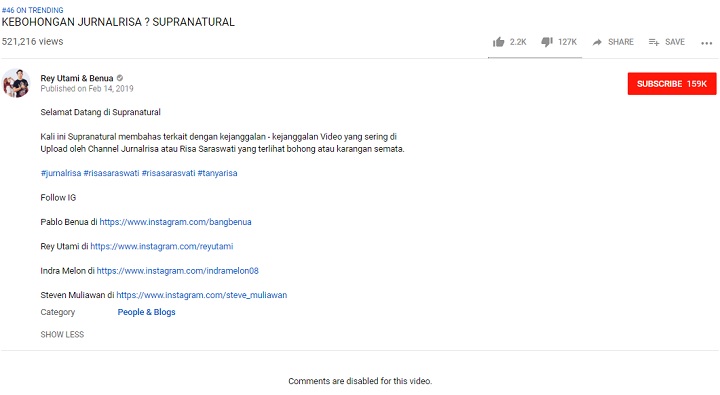 Rey Utami Tutup Kolom Komentar