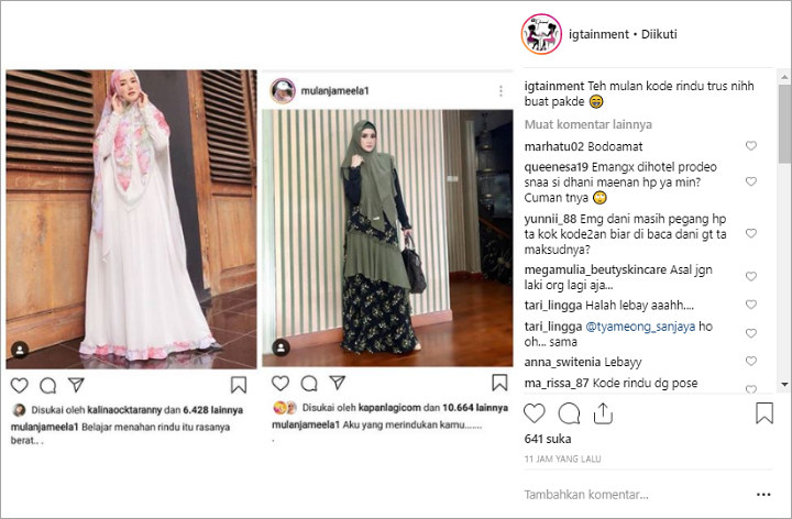 Mulan Jameela Tulis Kode Rindu Ahmad Dhani, Netter Beri Komentar Jahat