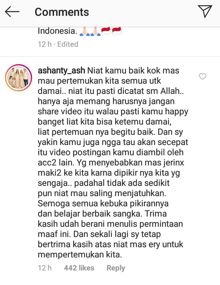 Komentar Ashanty Soal Permintaan Maaf Erie Prasetyo