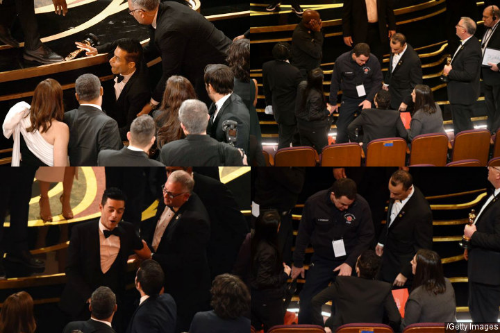 Rami Malek jatuh dari panggung