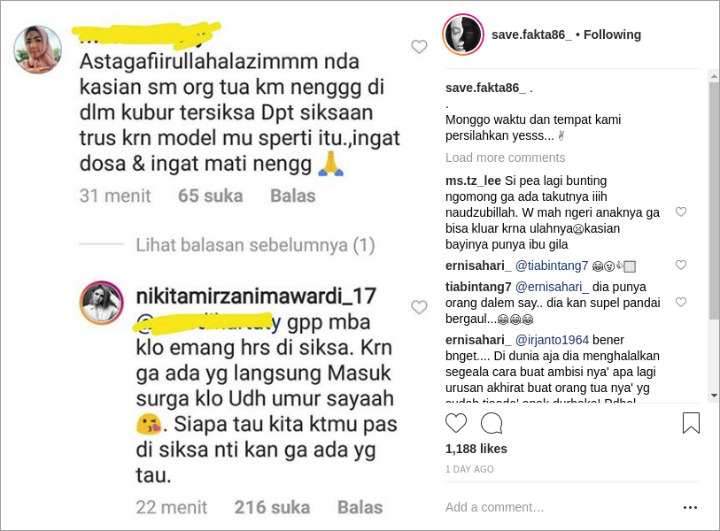 Jawaban Nikita Mirzani Soal Siksa Kubur
