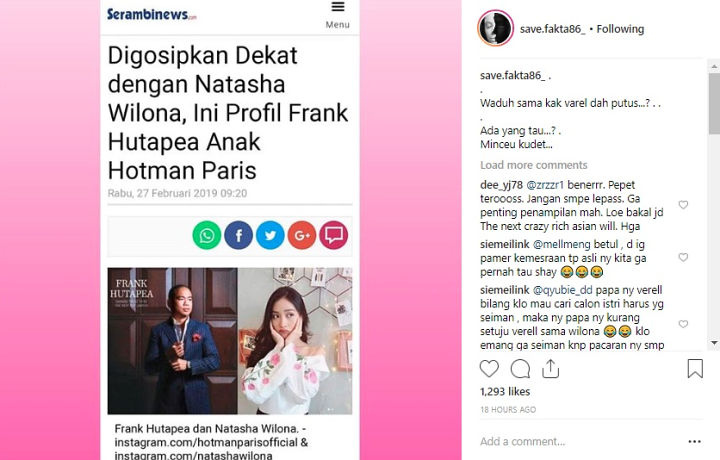 Natasha Wilona Dekat Dengan Frank Putra Hotman