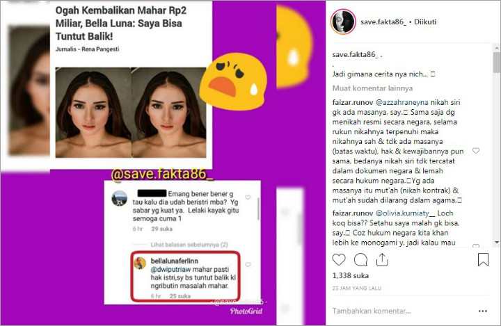 Bella Luna Ogah Kembalikan Mahar Rp 2 Miliar, Netter Ramai Mendukung
