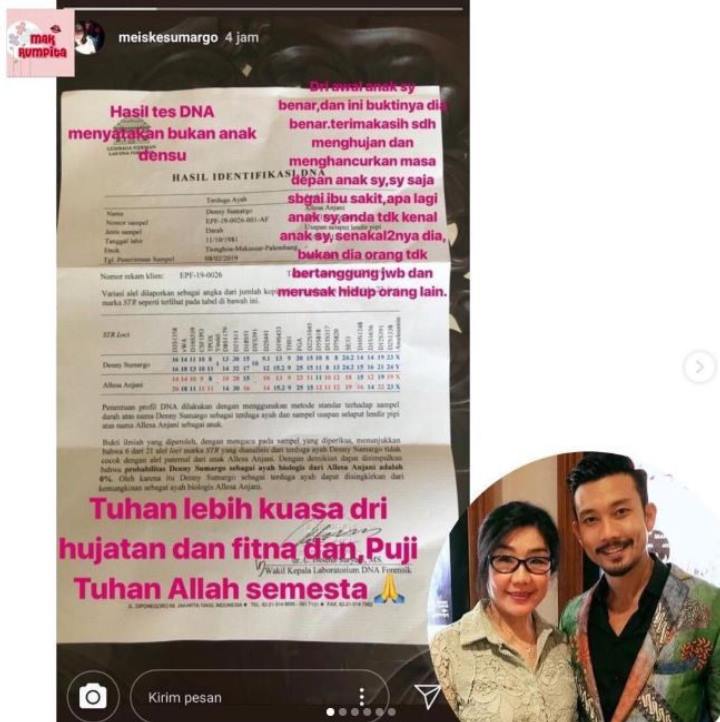 Hasil Tes DNA Denny Sumargo