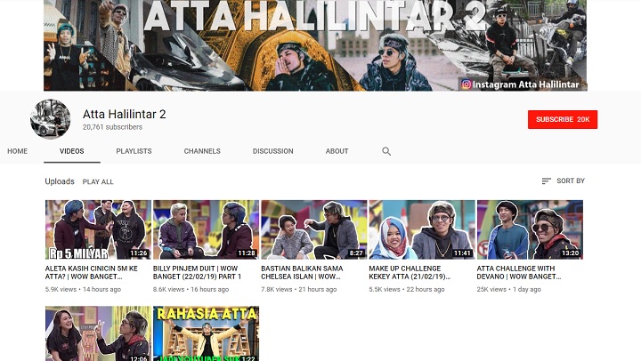 Channel YouTube Baru Atta Halilintar