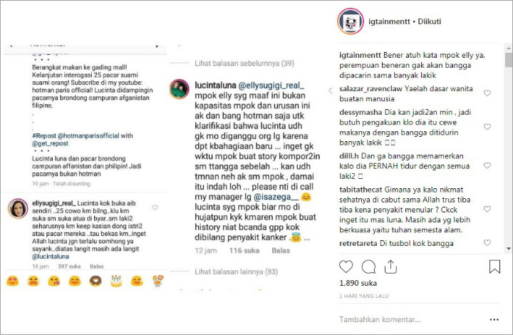 Lucinta Luna Tak Terima Ditegur Ely Sugigi Soal Umbar Aib Tidur Bareng 25 Cowok