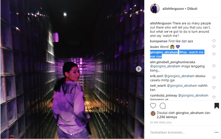 Komentar Gino di Instagram Ailish